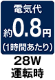 電気代1時間当たり約0.8円